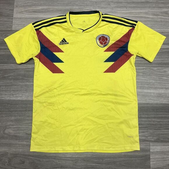 Adidas Colombia Soccer Jersey Women Large Yellow Blue Red Futbol Football‎ Kit - Picture 1 of 9